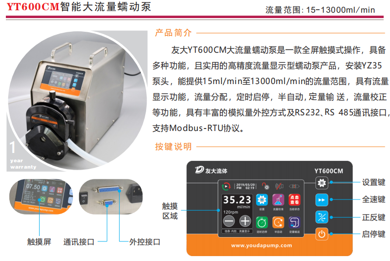 YT600CM智能大流量蠕动泵